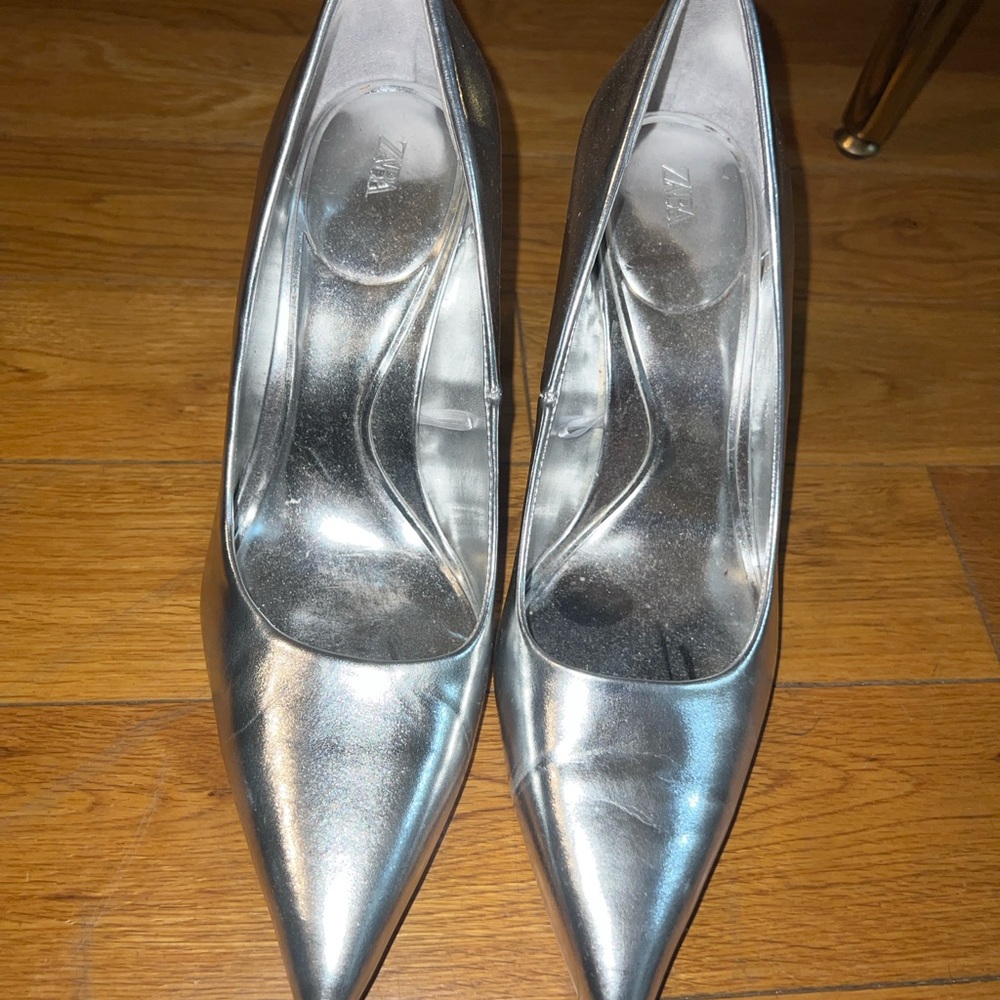 Zara Metallic Silver Women's Heels